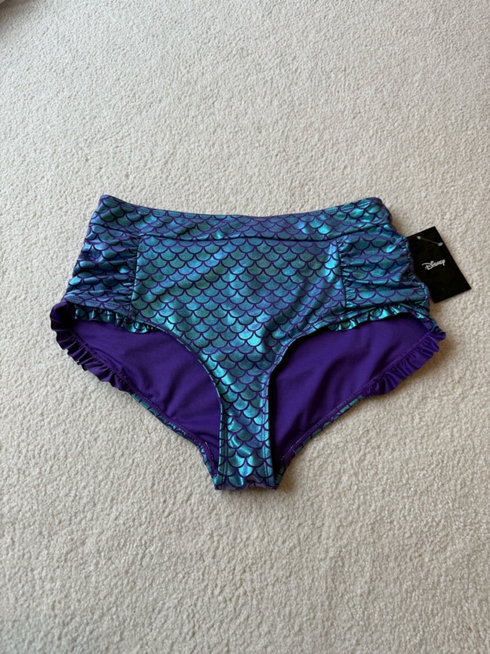 NWT Disney Ariel High-Waist Mermaid Bikini Bottoms Shimmer high waisted L